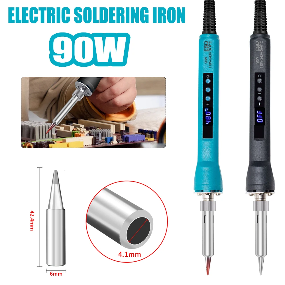 

90W Digital Electric Soldering Iron Temperature Adjustable 220V Welding Ceramic Heating Core Welding Iron Tips Soldering Tool