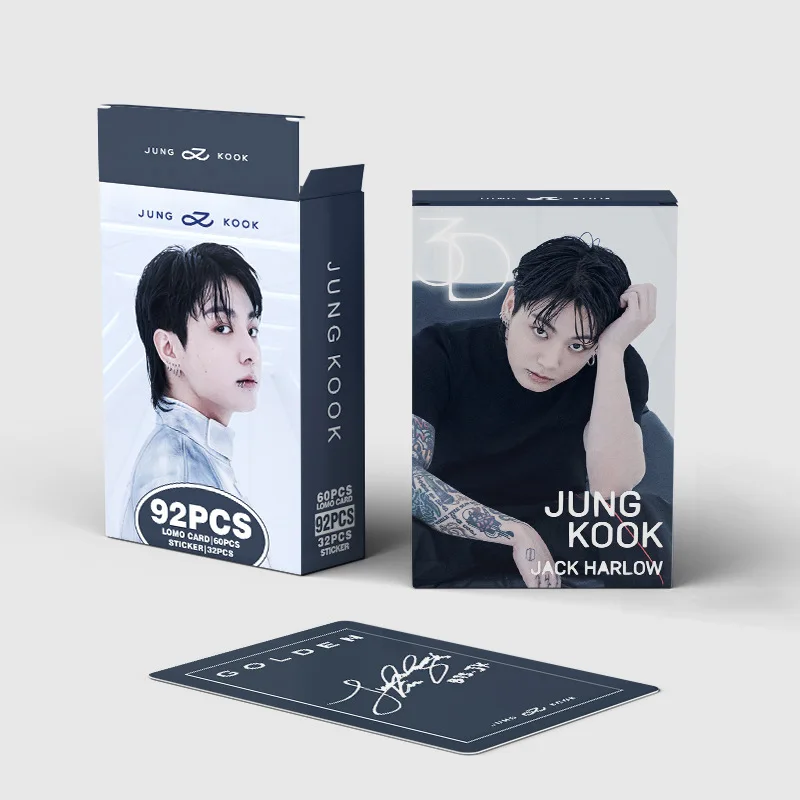 New 92 JUNGKOOK Solo Album GOLDEN Merchandise Photo Album Stickers JK Double-Sided LOMO Cards Celebrity Fan Gifts image 4