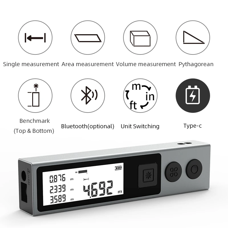Imagem -03 - Mileseey 40m Misuratore di Distanza Laser Bluetooth Trenaa Meter Reader Strumenti di Misurazione Del Nastro