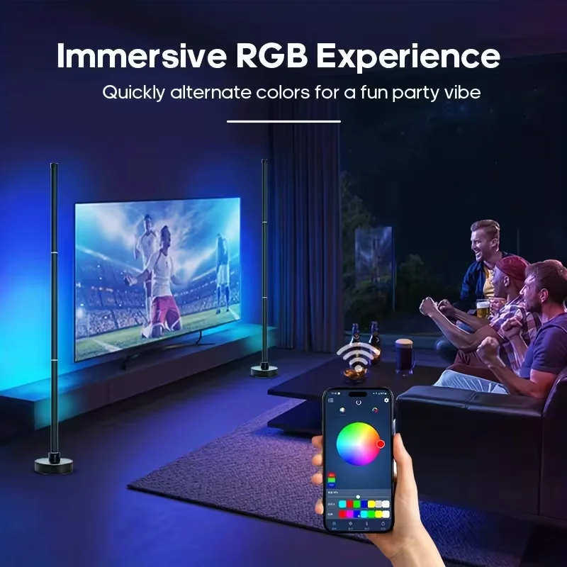 

Music Sync RGB LED Floor Lamp Dynamic Color Changing Standing Light Romantic Ambient Light for Weddings, Parties, Hotels, Bedrooms, Gaming Rooms & Football Matches, Ideal Festival Gift