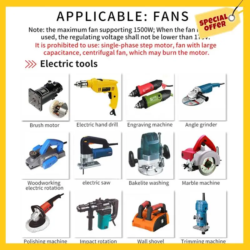 

Регулируемый регулятор напряжения 4000 Вт SCR Регулируемый диммер Скорость Температура Бесступенчатый ремень переменной скорости