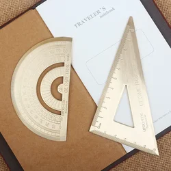 Vintage Brass Triangular Ruler Retro Protractor Drawing Ruler Travelers Notebook Planner Accessories Office and School Supplies