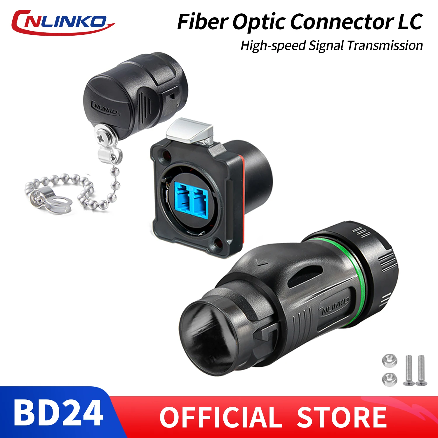 CNLINKO M24 Wasserdichter LC-LC-Glasfaseranschluss Computerraumnetzwerk Single Mode Single/Dual Pin BD24 Optischer Steckverbinder
