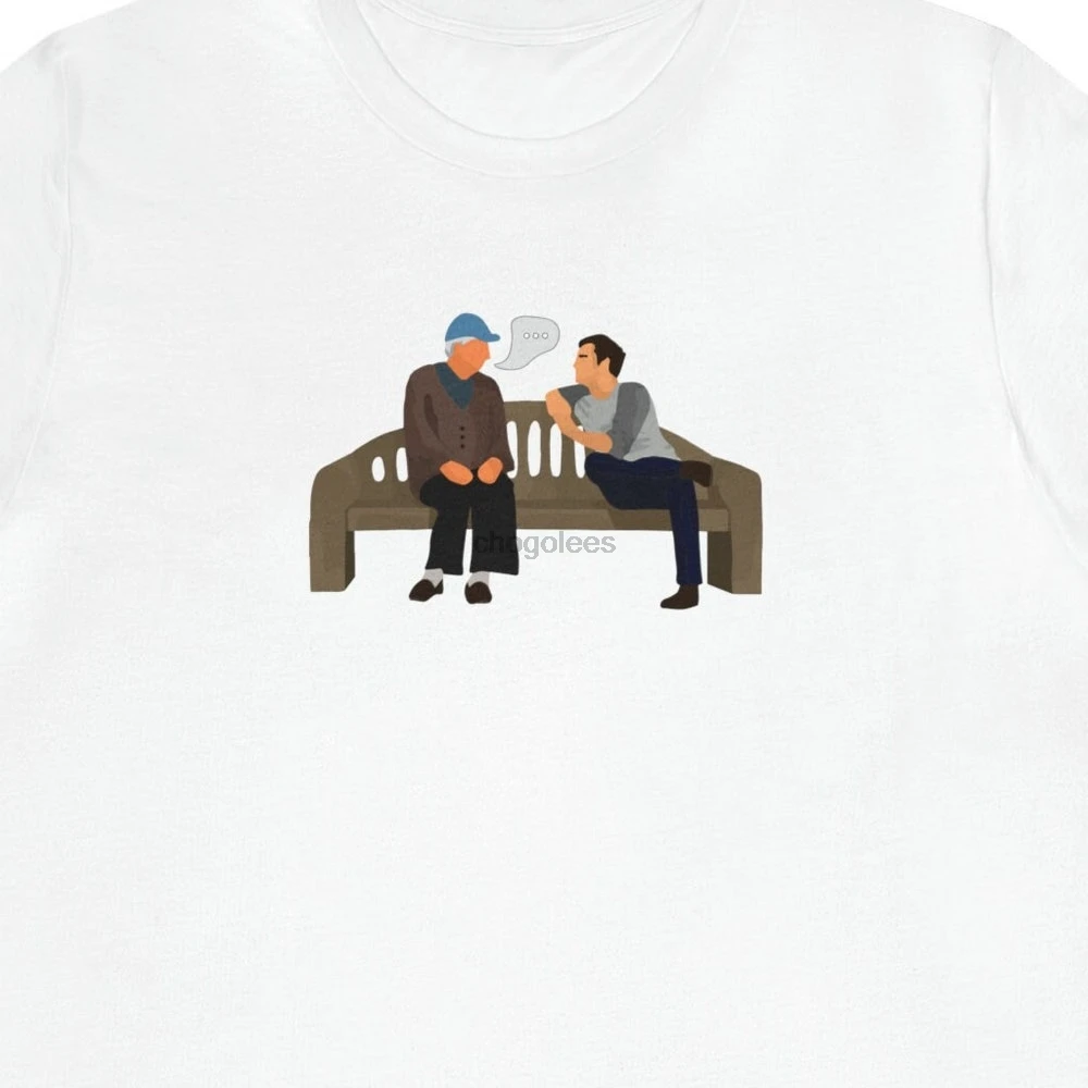 New Girl Nick Miller and Tran sitting on a bench. &quotA Man of Few Words" Funny graphic Tee Shirt