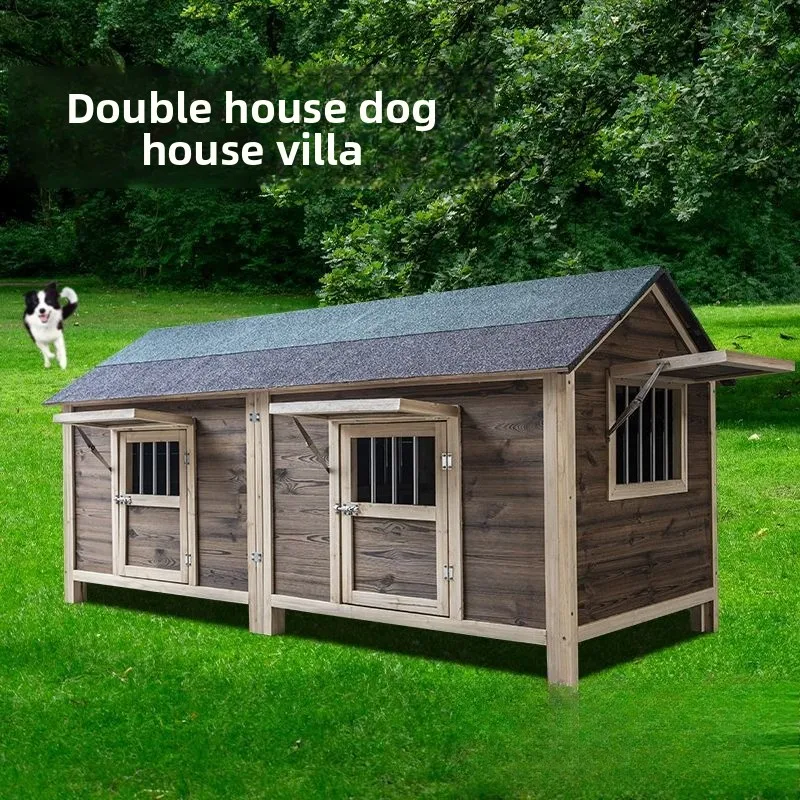 Outdoor warm and rainproof four-season universal dog cage outdoor kennel summer villa small medium and large dog solid wood