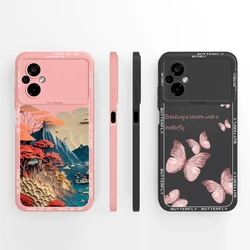 Case For Xiaomi Poco M5 Case Pink Forest Butterfly Liquid Silicone Durable Non-slip Luxury Bumper For xiaomi poco m5 Coque Funda