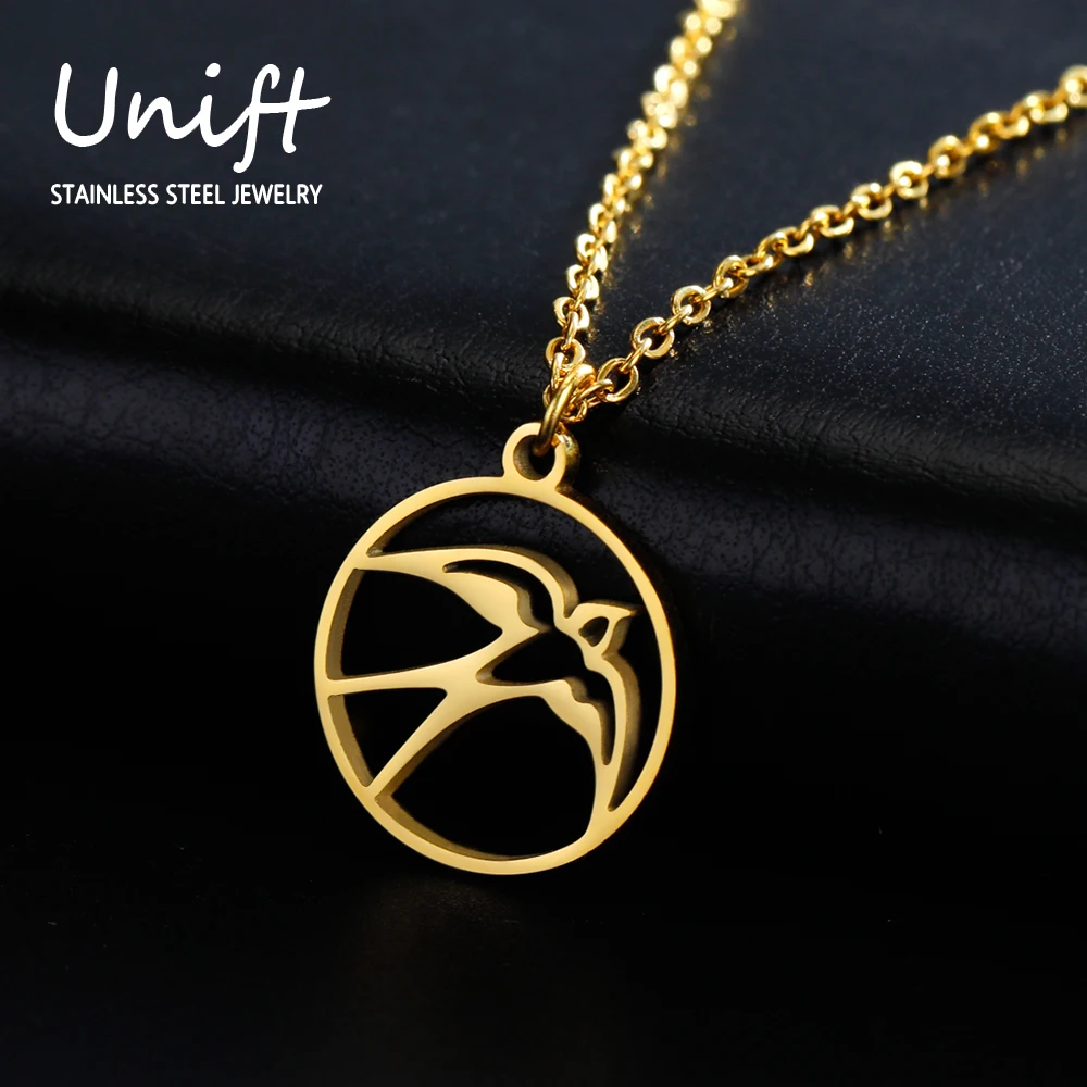 Unift Stainless Steel Swallow Necklaces for Women Bird Pendant Trendy Fashion Loyalty Love Animal Jewelry Nature Lover Gift 2025