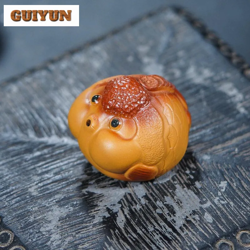 

Yixing Purple Clay Like Fish In Water Wealth Tea Pet Handmade Flowerpot Landscaping Tea Figurine Play Toys Tea Statue Ornaments