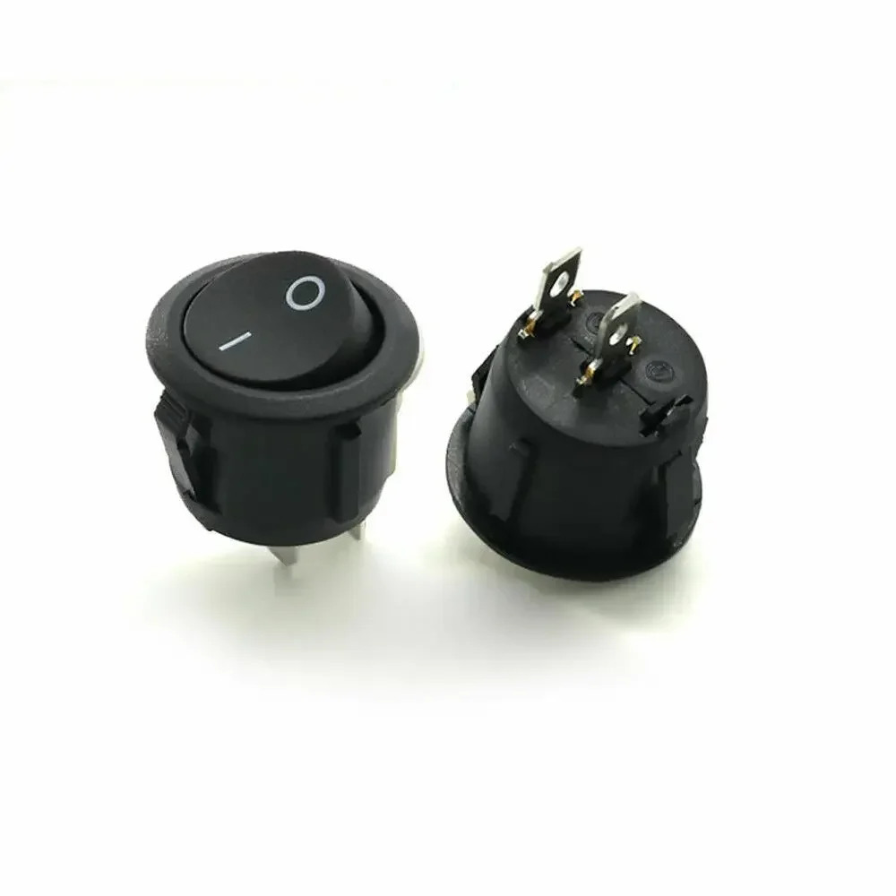 SPST Toggle Switch ON/OFF Plastic Round Rocker Single Pole Single Throw 12V 5pcs/Set Black Button Mini Snap-in