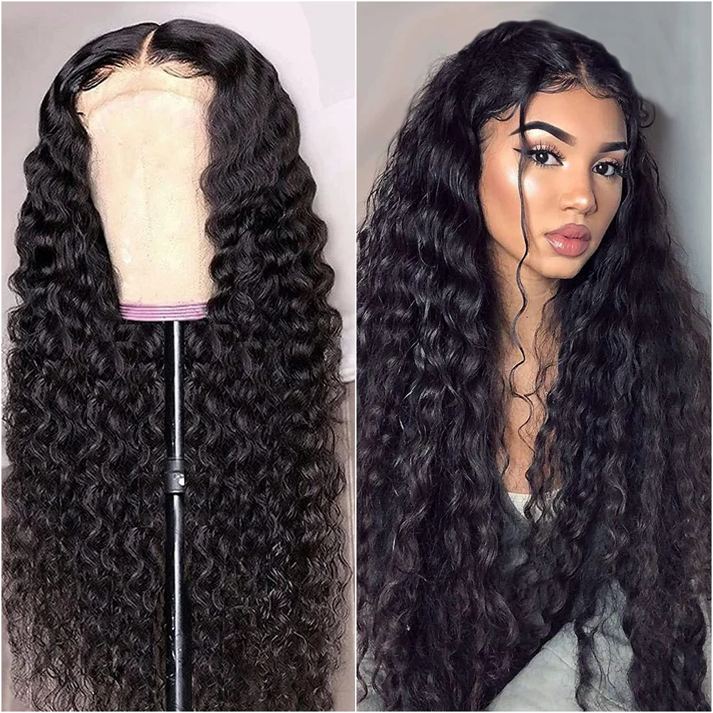 

200 Плотность 13x6 HD Кружевные фронтальные парики Бразильские 30 40 дюймов Глубокие волнистые вьющиеся парики 5x5 Бесклеевые кружевные фронтальные парики для чернокожих женщин