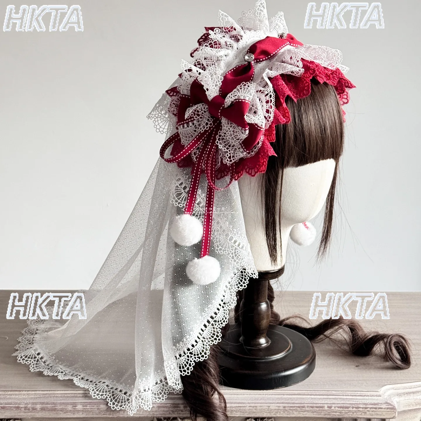 

Sweet Elegant Cosplay Pleated Headband Hair Clip Headwear Kawaii Cute Lolita Lace Bow White Hairclips Apparel Accessories Women