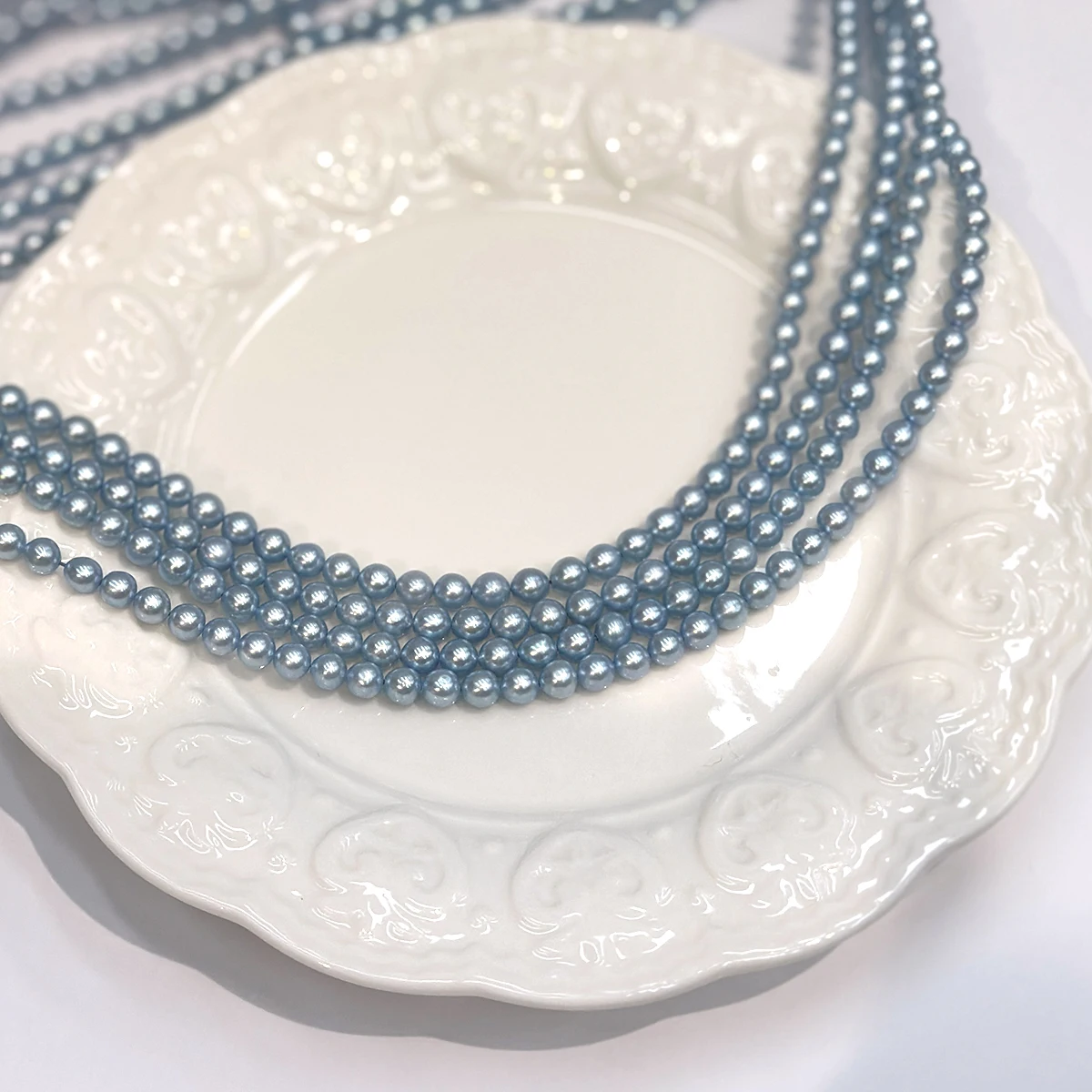 AAA Dyed Light Blue Near Round Natural Freshwater Pearl Strands 4-5mm Loose Pearl Beads for DIY Bracelet Necklace Jewelry Making