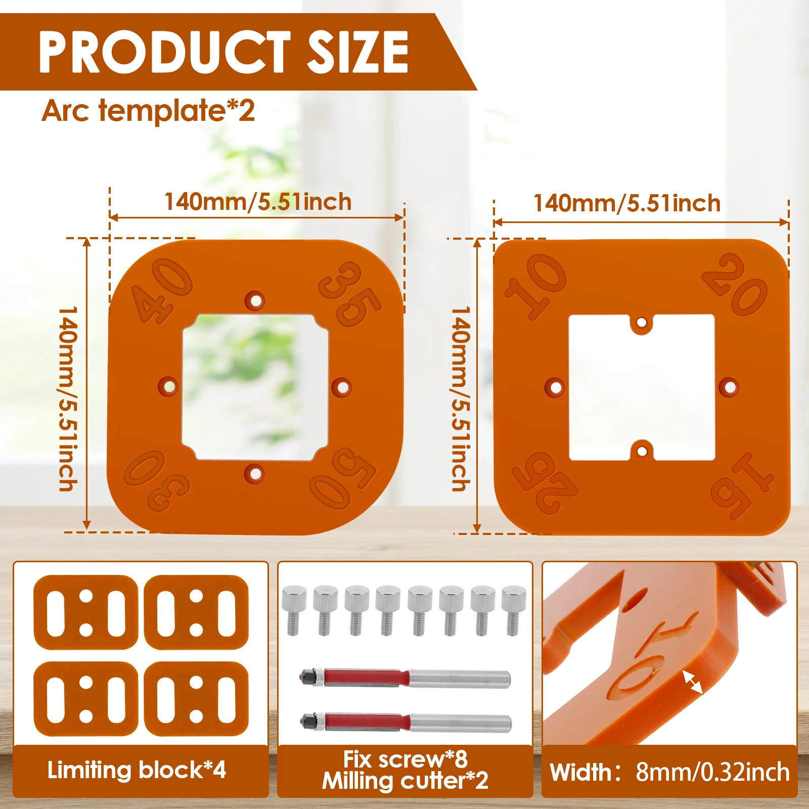 Modèle de routeur de rayon d'angle portable, calcul polyvalent, travail de la périphérie, positionnement d'angle, R10, R15, 2 pièces