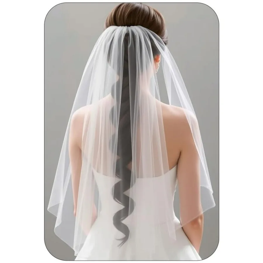 

1 Tier Bride Wedding Veils Elbow Length Short Bridal Veil Bachelorette Tulle Veils with Comb for Women