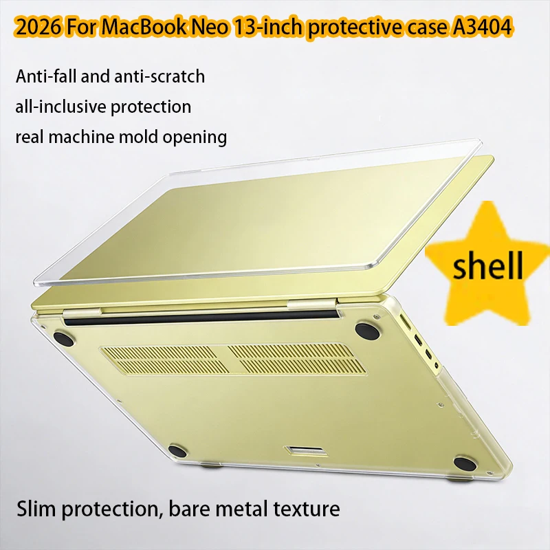 For 2026 New MacBook Neo 13 A3404 anti-fall shell A18 Pro Laptop protective cover transparent all-inclusive computer case
