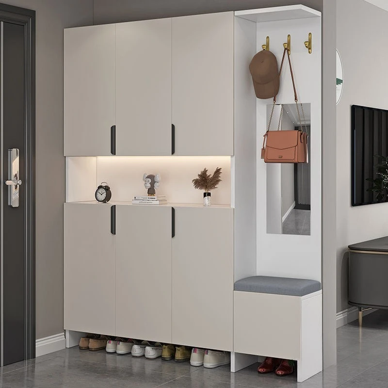 

Solid wood shoe cabinet household large-capacity multi-layer locker integrated entrance corridor indoor 2025
