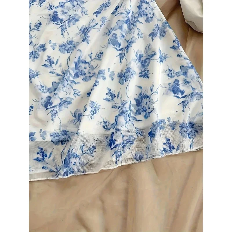 Jurken Zomer Casual Bloemenprint Mouwloos Vierkante Hals Plooien Mini Dagelijkse Cami-jurken voor dames