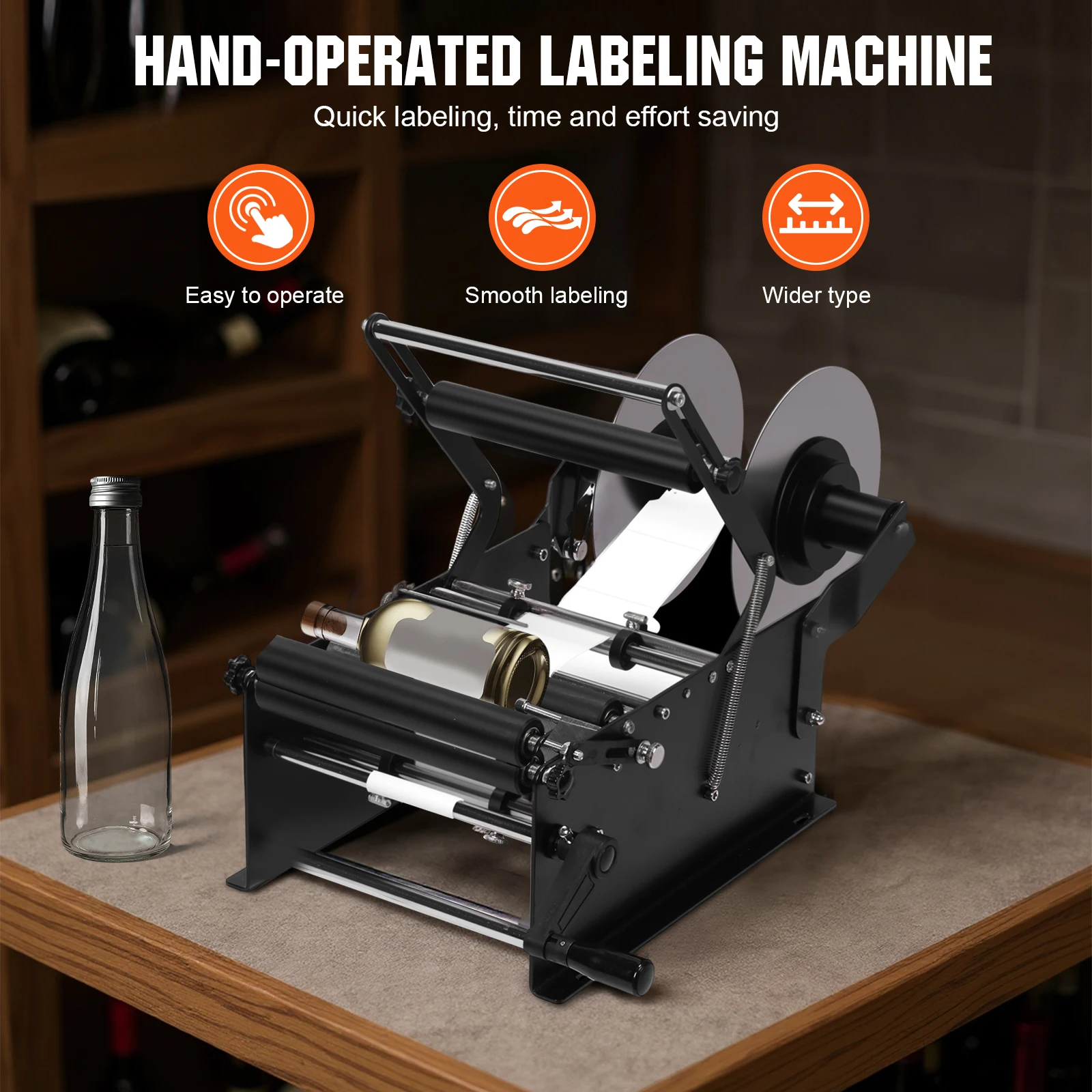 Wine Bottle Sticker Label Applicator with Handle Small Label Applicator Machine Manual Labeling Machine for Round Bottles