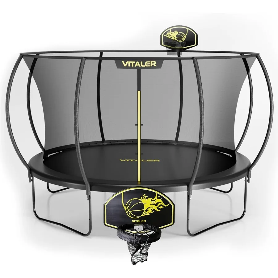 

Уличный батут 14 футов 12 футов с баскетбольным кольцом и сетчатым корпусом для взрослых Рама с антикоррозийным покрытием, одобренная ASTM Recreat