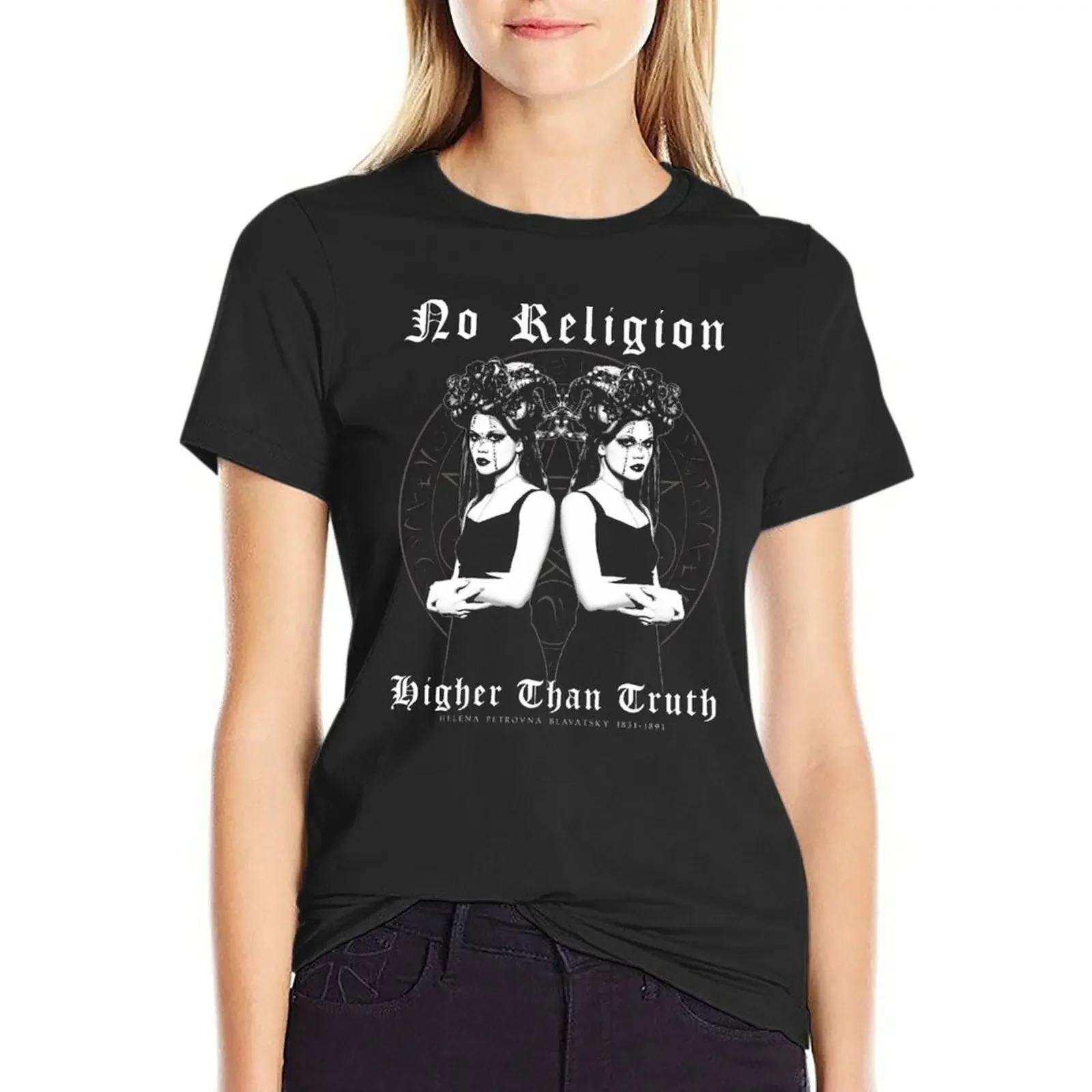 

No Religion Higher than Truth, Occult Gothic Design, Helena Blavatsky, Goth Girl, Occult Gift T-Shirt