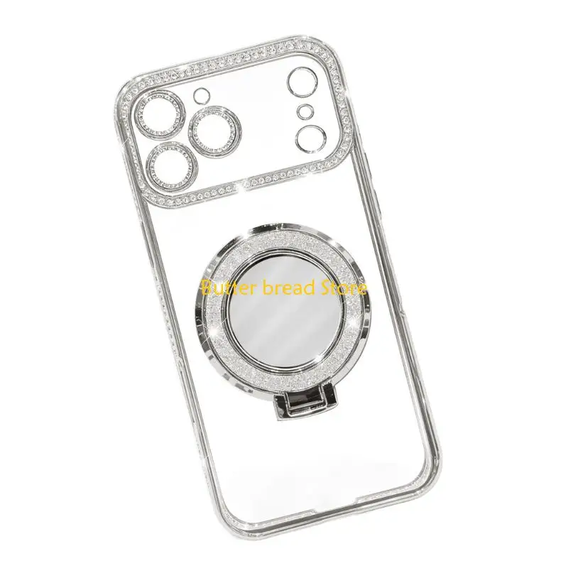 W89C Diamante Mirror Phone Case with Built In Stand & Full Protect Fashionable Suitable for Phone 17