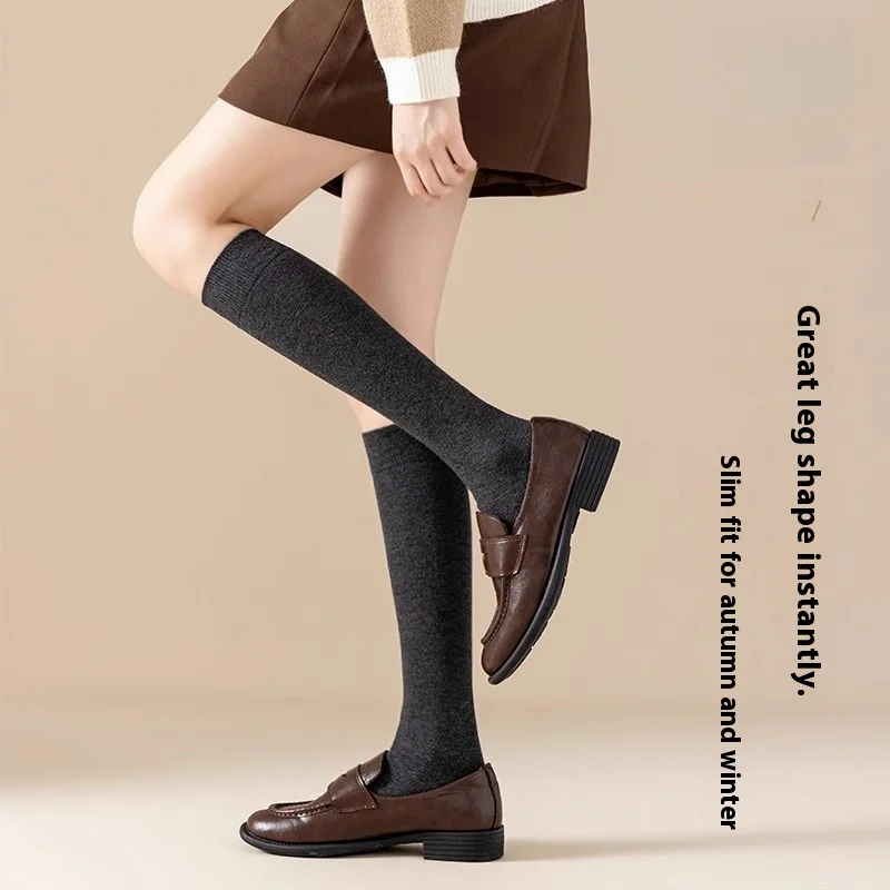 Meias longas femininas meias de algodão orgânico sólido quente coxa alta senhoras meninas moda rua jovem casual joelho meias harajuku