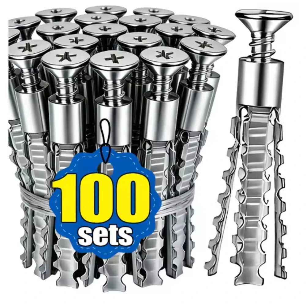 6/8mm Expansion Pipe for Hollow Walls Metal Expansion Screws Kit Self Tapping Screws Pipe Drilling Plug Fastener Bolt Anchors