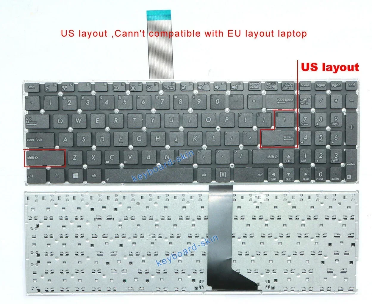 New US Keyboard No-frame for ASUS X550 X550C X550CA X550CC X551 X552 X552C F550L K550D K550J A550LDA550VB A550LA K552E laptop