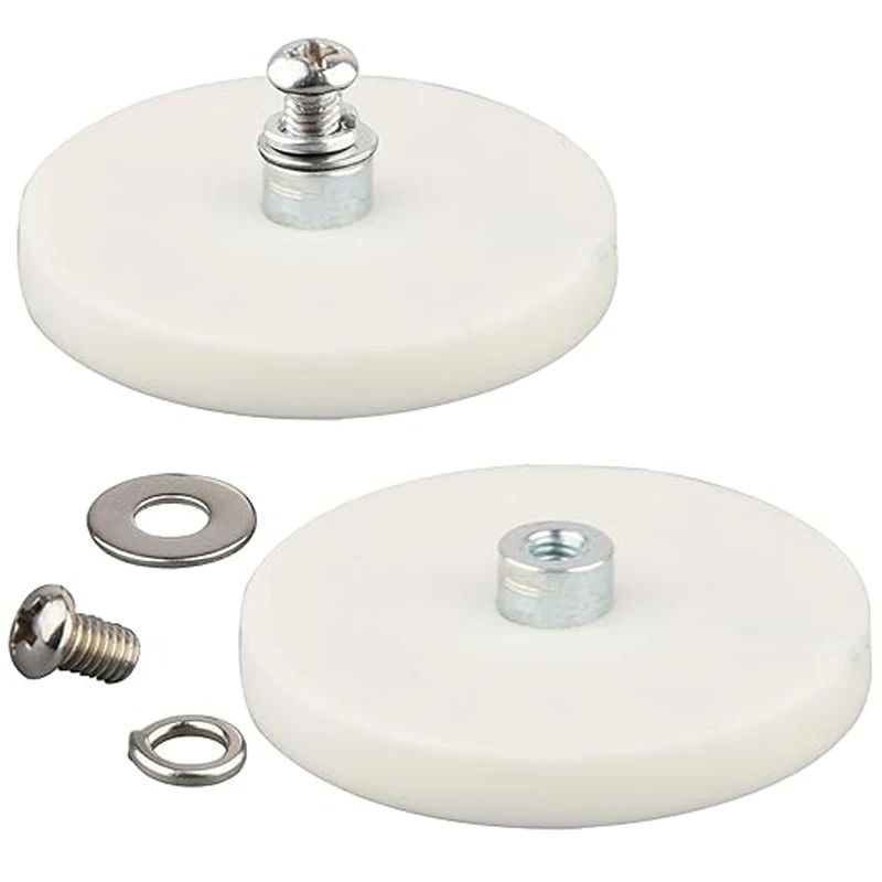 5/10 White Rubber Coated Magnet 22LBS Neodymium Magnet Base with M4-M8 flat thread and Nuts Strong Flag Magnet Mount Base Ø43mm
