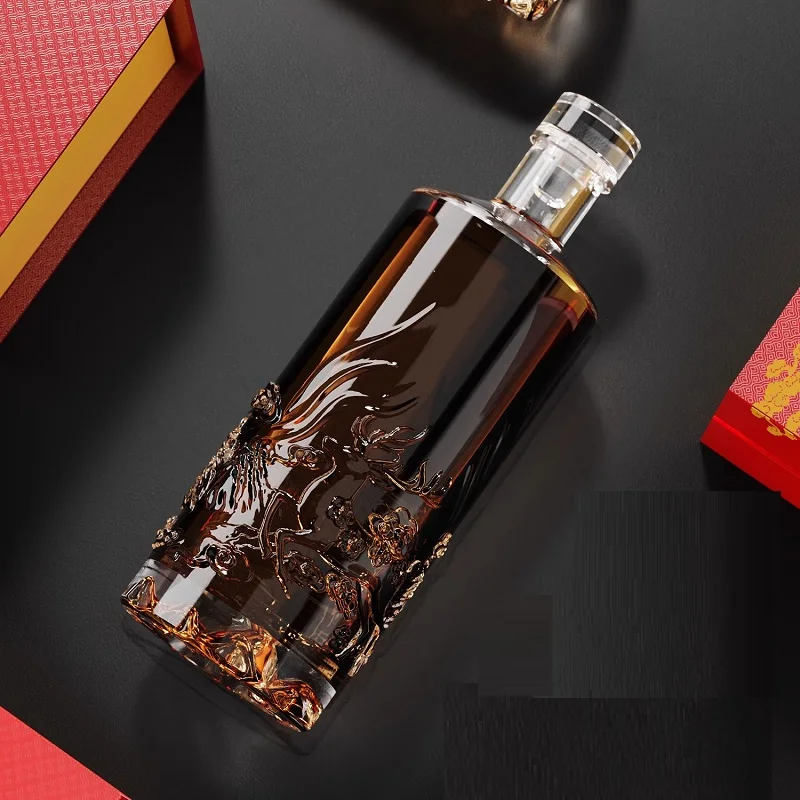 

500 мл стеклянная бутылка Xianglu большой емкости с крышкой, набор свадебных бутылок для вина, подарочная коробка