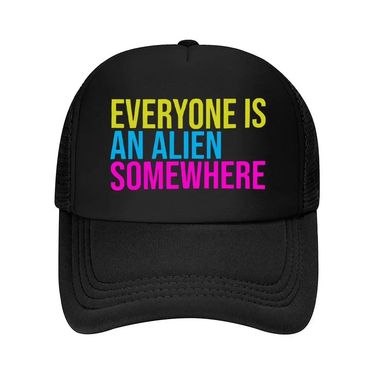 2026 Everyone Is An Alien Colorful, Cosmic - Themed Typography Art Mesh Baseball Cap
