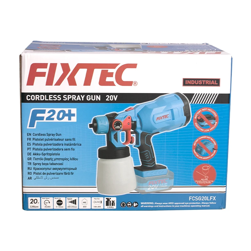 FIXTEC Airless Paint Sprayer 20V Electric Portable Cordless Power Paint Spray Gun With 2.0Ah Li-Ion Battery And Charger