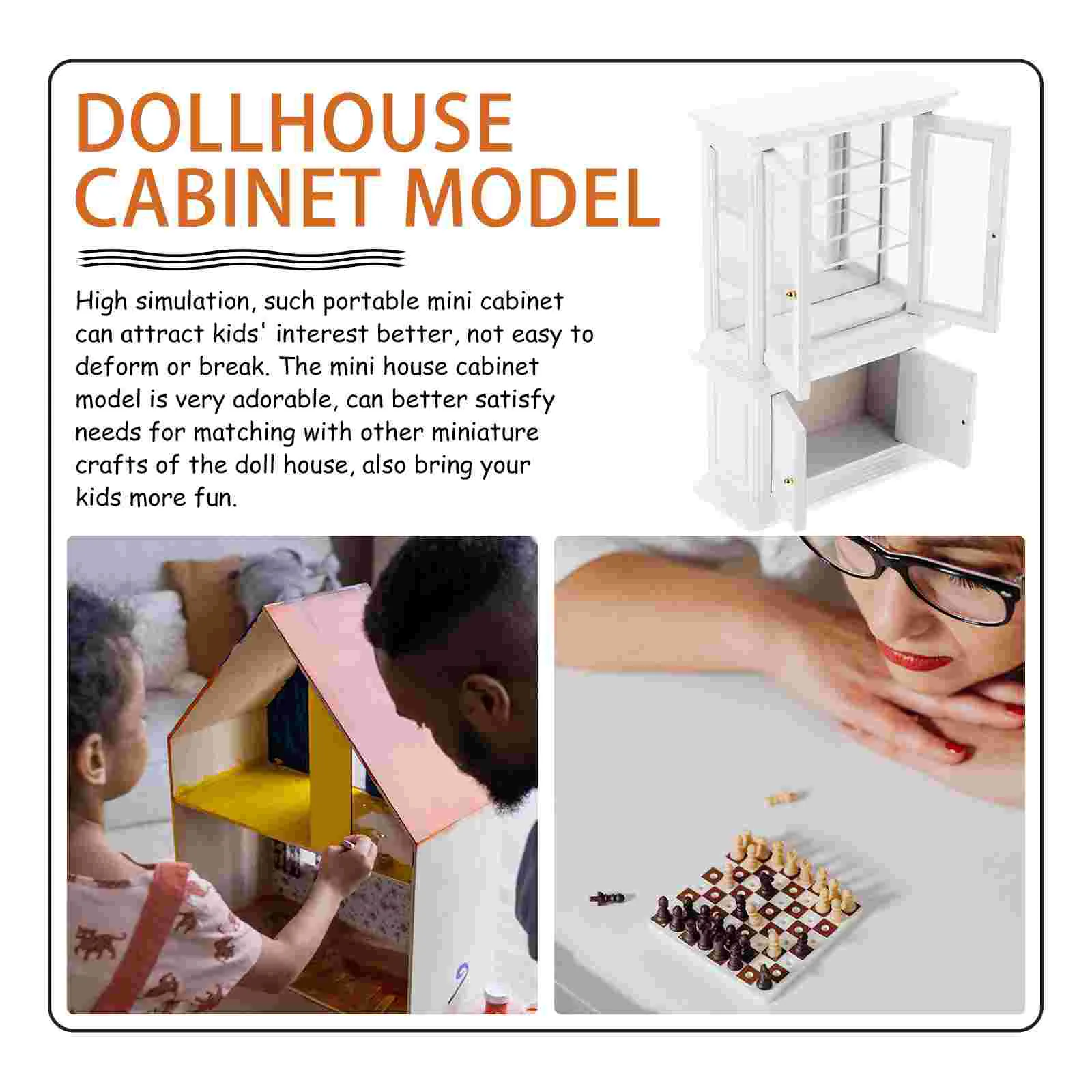 Miniature Furniture Cabinet Ornament House for Crafts Kitchen Miniatures Kids Bookshelf