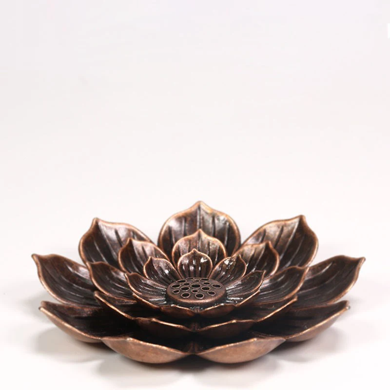 Incense Lotus Red Copper Lotus Porous Treasure Incense Plate Household Buddhist Zen Incense Burner Decor Supplies