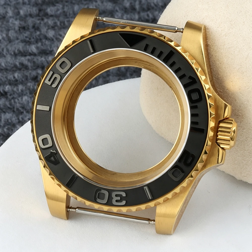 Gold PVD 40mm NH35 For Yacht-Master Case Sapphire glass Stainless Steel For Sub GMT NH35 NH34 NH36 NH38 Movement 28.5MM Dial