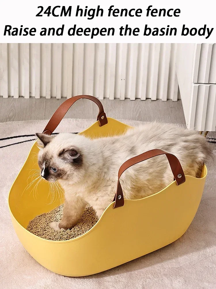 Large Cat Bedpans PE Portable Handles Cats Bedpans Semi-Closed Cat Litter Sandboxes Non-Splash Kitten Toilet Cats Litter Scoop