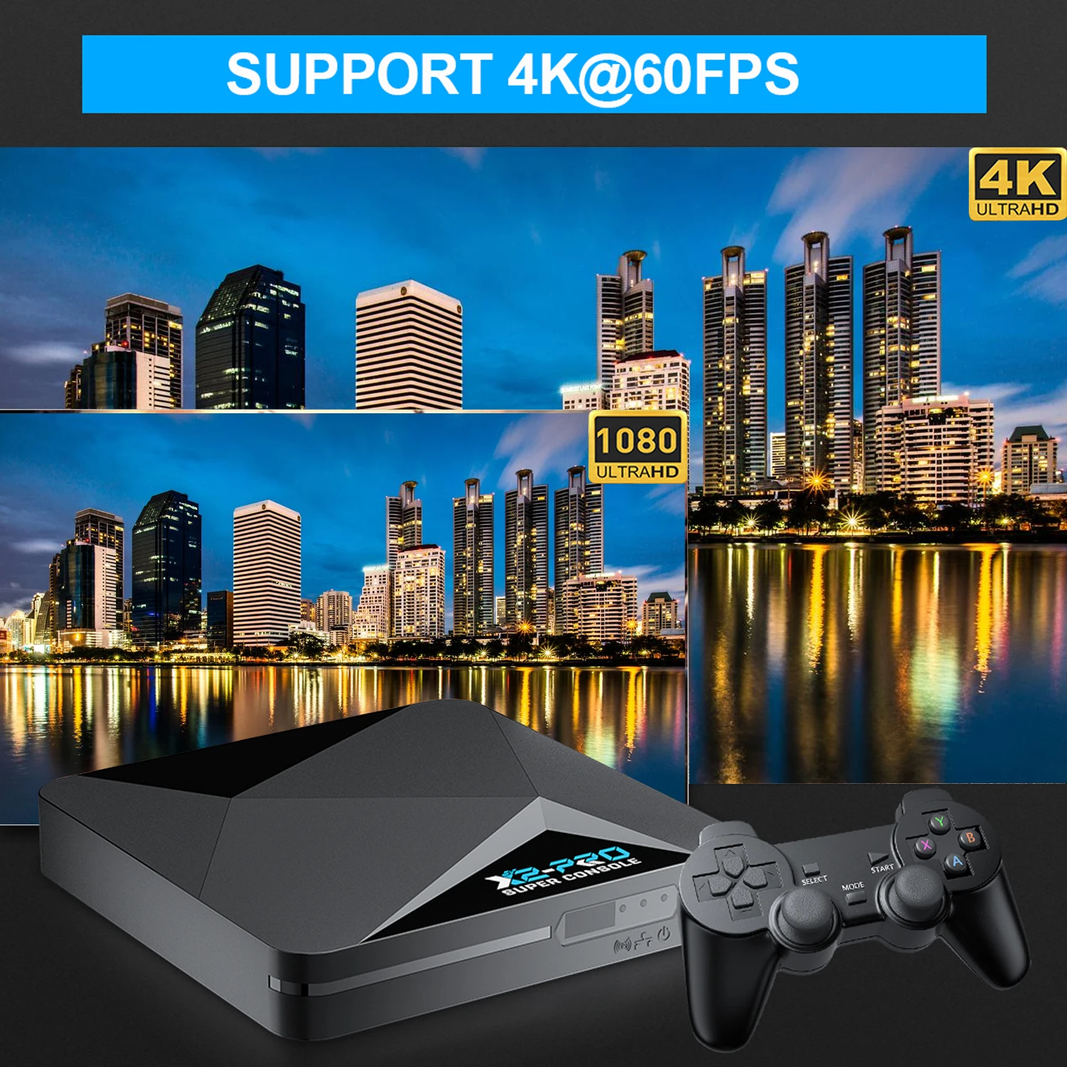 スーパーゲームコンソール,2つのWifi,4Kビデオゲームを備えたAndroidTVボックス