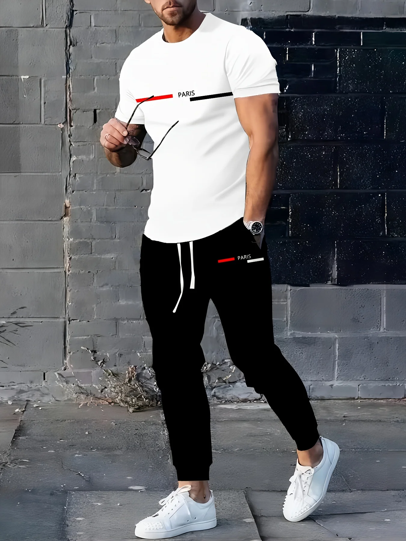 

The 2025 summer new men's suit is a casual and fashionable outdoor men's wear with letter prints breathable and lightweight