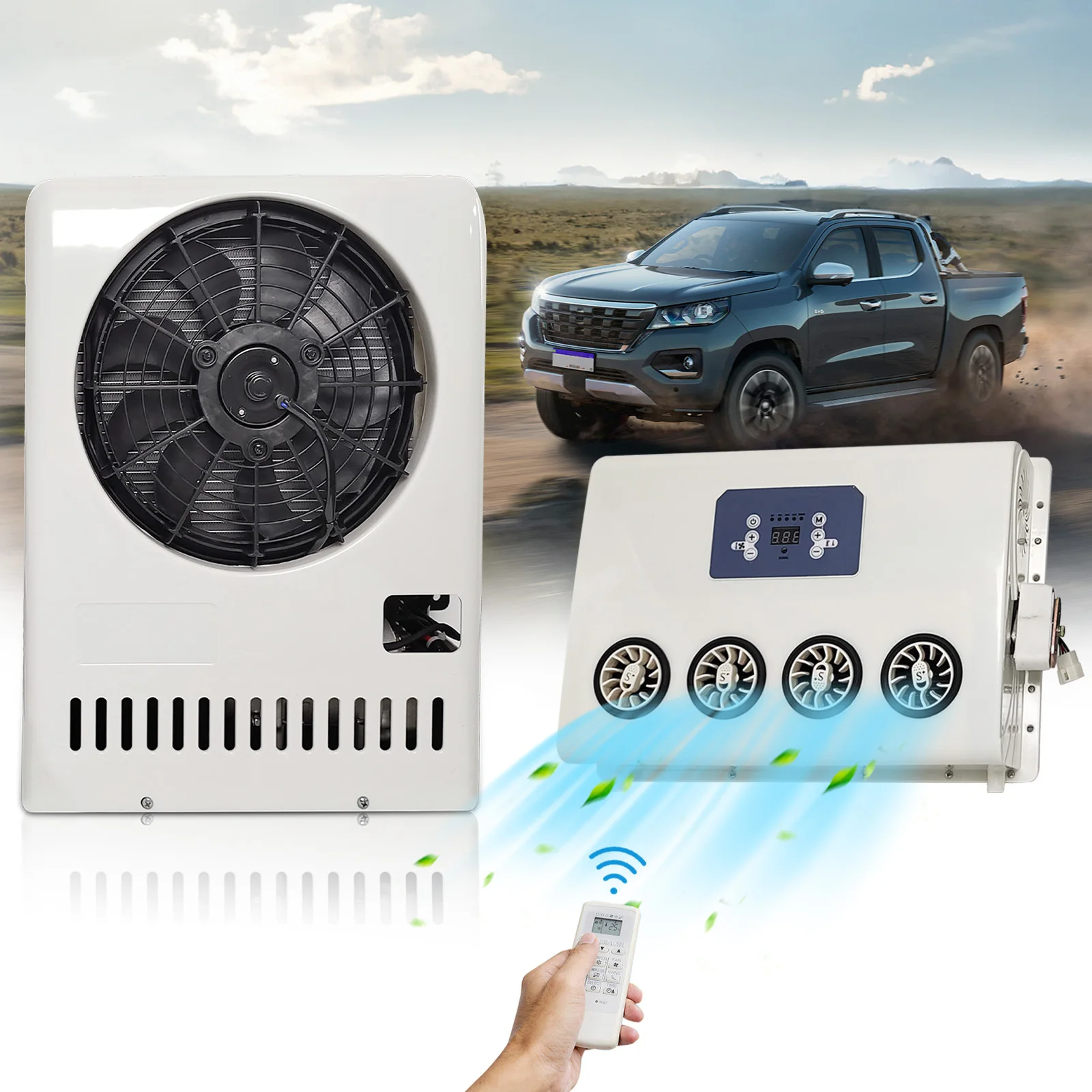 Aspligo 12V Car Air Conditioner Split System Fast Cooling Parking AC Energy Efficient AC For 24V Motorhome Camper Van RV Truck