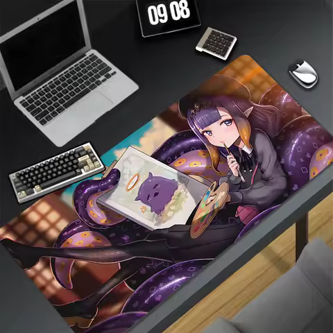 Mouse Pad Office PC Gaming Accessories Keyboard Pad Purple Anime Girl Ninomae Ina Nis Mousepad Laptop Hololive Desktop Mouse Mat