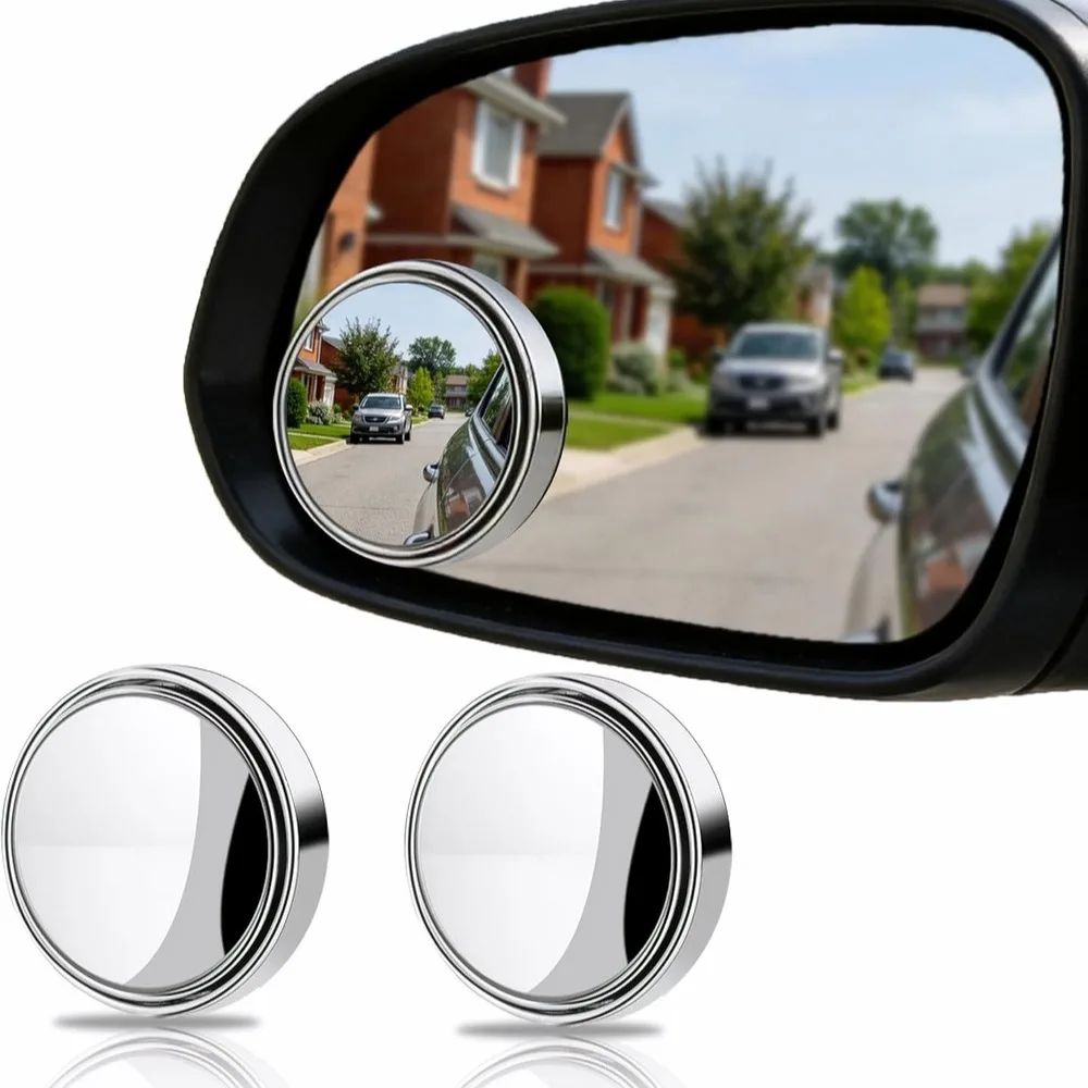 2Pcs Car Blind Spot Rear View Mirror 360 Degree Adjustable Blind Sport Angle Mirror Car Reverse Auxiliary Rearview Convex Mirror