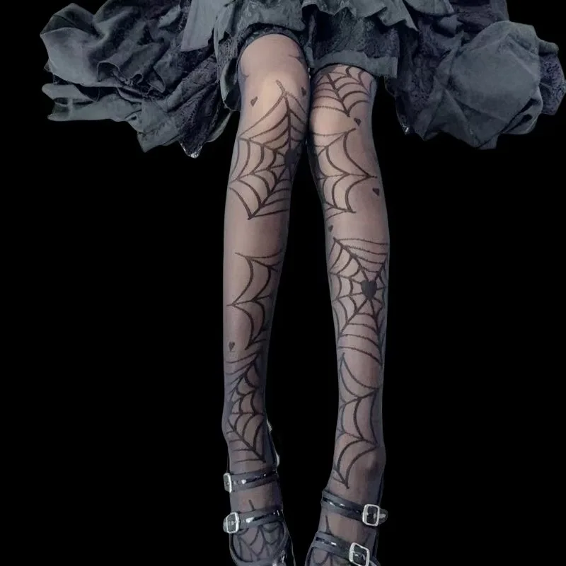 

Темно-готические носки в стиле Лолиты — жаккардовые японские легкие носки выше колена в стиле аниме для женщин