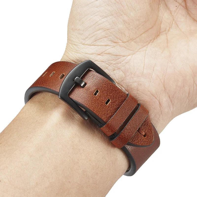 أحزمة جلدية أصلية لساعة سامسونج جالاكسي 6/5 برو/7/FE // 4/كلاسيك 20 مللي متر 22 مللي متر سوار amazfit GTS-GTR 4-3-2e-حزام ساعة صغير