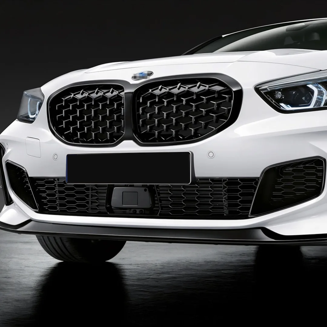 Frontstoßstangengrill Maske Gitter Mittelanschlussgitter ABS Tuning für BMW 1er F40 2020-2023 128ti M135i xDrive 118i M Sport
