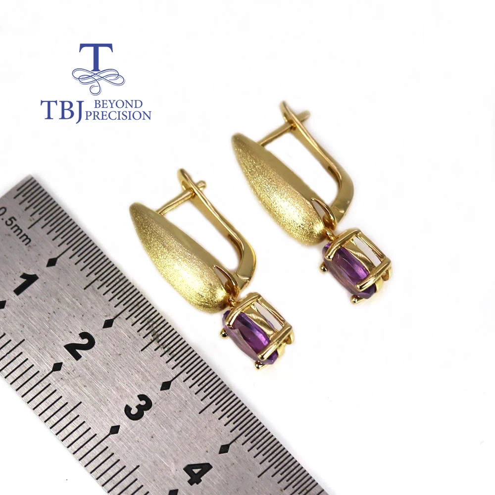 Ametista naturale africana ovale 6 * 8mm Orecchini ad anello Set di gioielli in argento sterling 925 gioielleria raffinata da donna