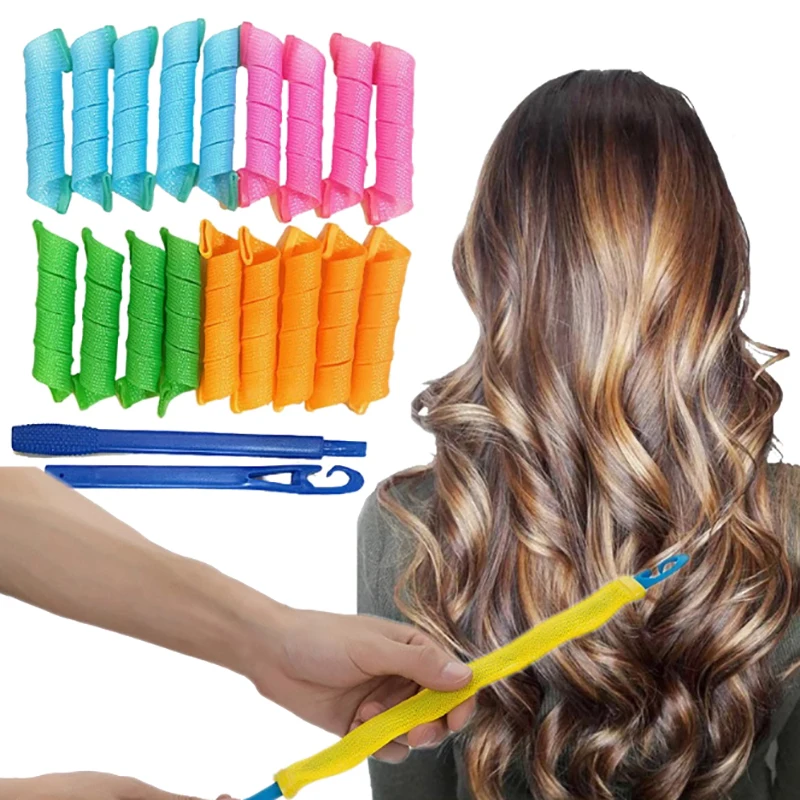 Heatless Hair Curlers Set Create Bouncy Spiral Curls Without Heat Damage Safe Easy To Use Hooks For Effortless Styling Kit