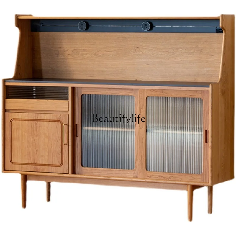 Nordic Sideboard Storage Solid Wood Kitchen Bowl Multi-Functional Storage Cabinet