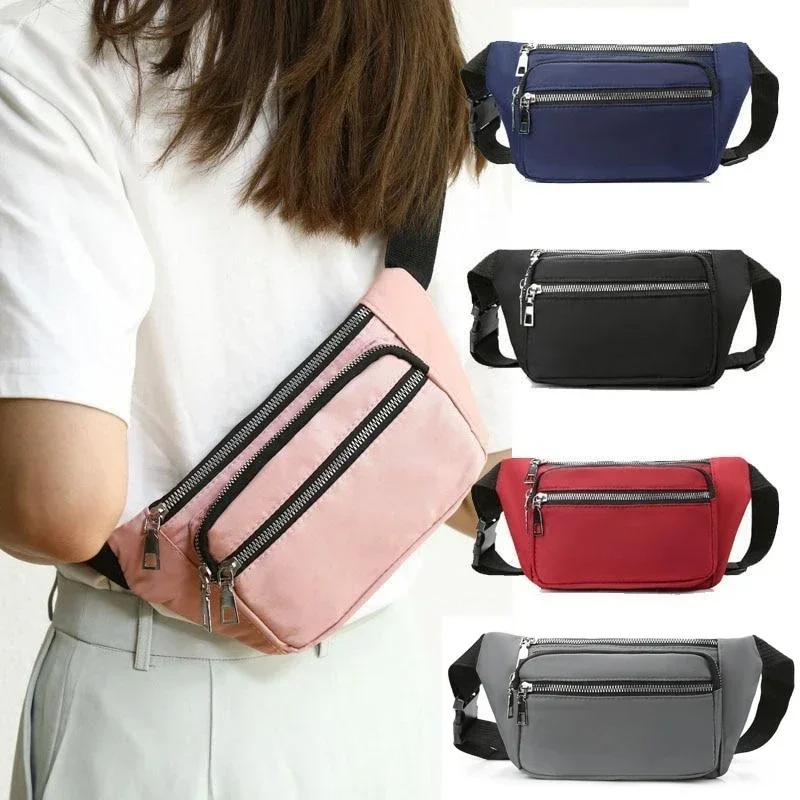 Sac de taille Oxford grill pour femme, sac de poitrine à fermeture éclair, poche ventrale pour fille, sac banane de hanche, pack de téléphone à la mode, sport et voyage