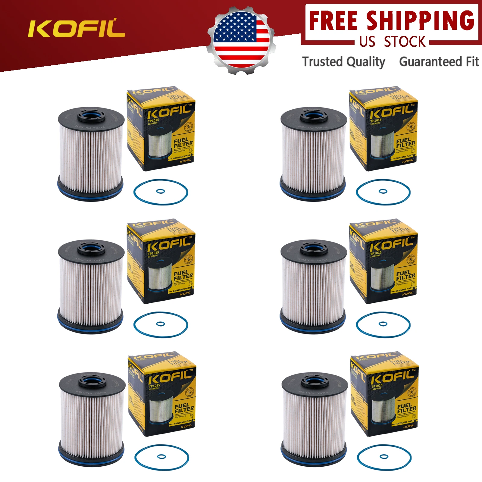 

6PCS TP1015 Fuel Filter for 6.6L Duramax Diesel For 2017-2025 Chevy Silverado/GMC Sierra 2500HD 3500HD, 2014-2019 Chevy Cruze