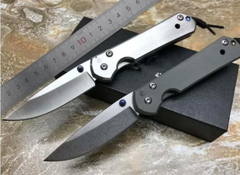 Small Chris Pocket Folding Knife D2 Blade Stone Wash Titanium Handle Tactical Rescue Hunting Camping EDC Survival Tool Knives